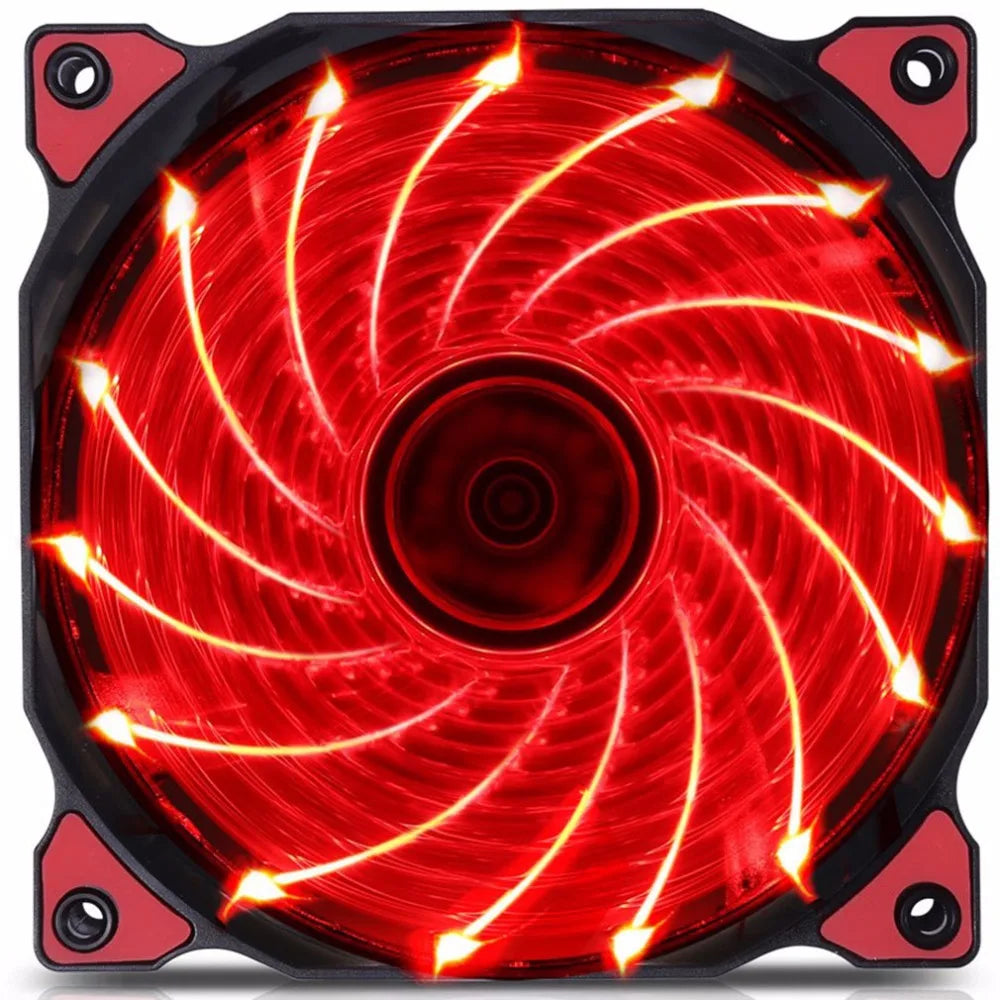 120mm LED Ultra Silent Computer PC Case Fan 15 LEDs 12V With Rubber Quiet Molex Connector Easy Installed Fan High Quality!