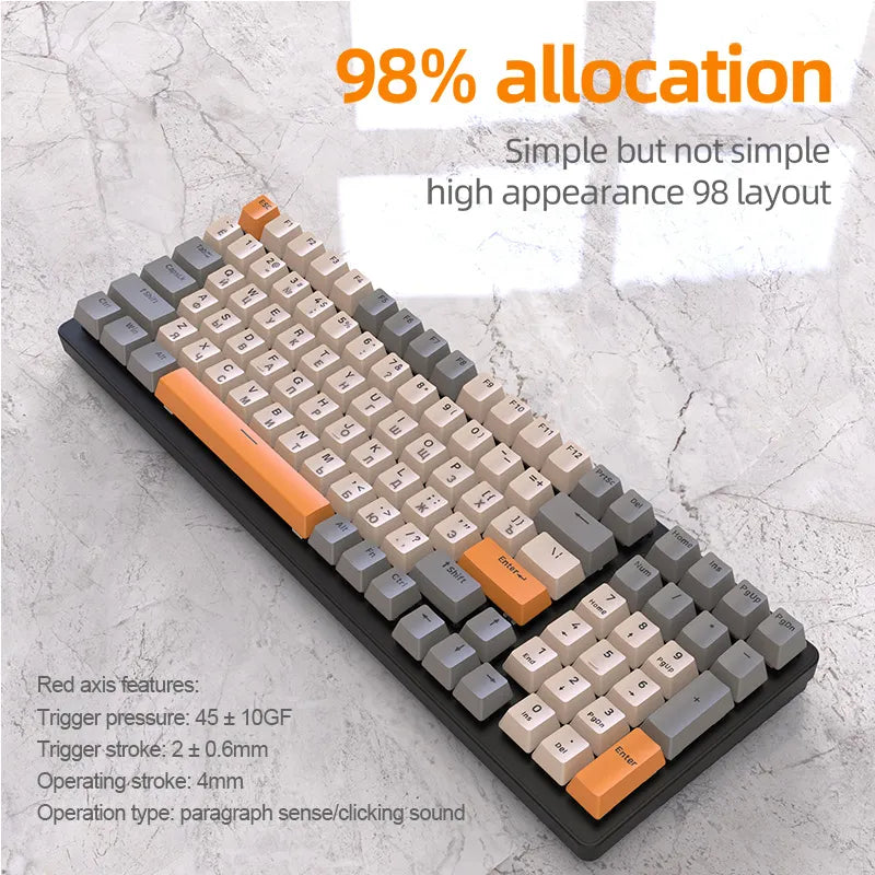 K6 Mechanical Keyboard Wireless 5.0 BT 2.4 Ghz Wired Three Modes Backlit Bluetooth Gamer Keyboard 100 Keys Keycaps Pc Gamer