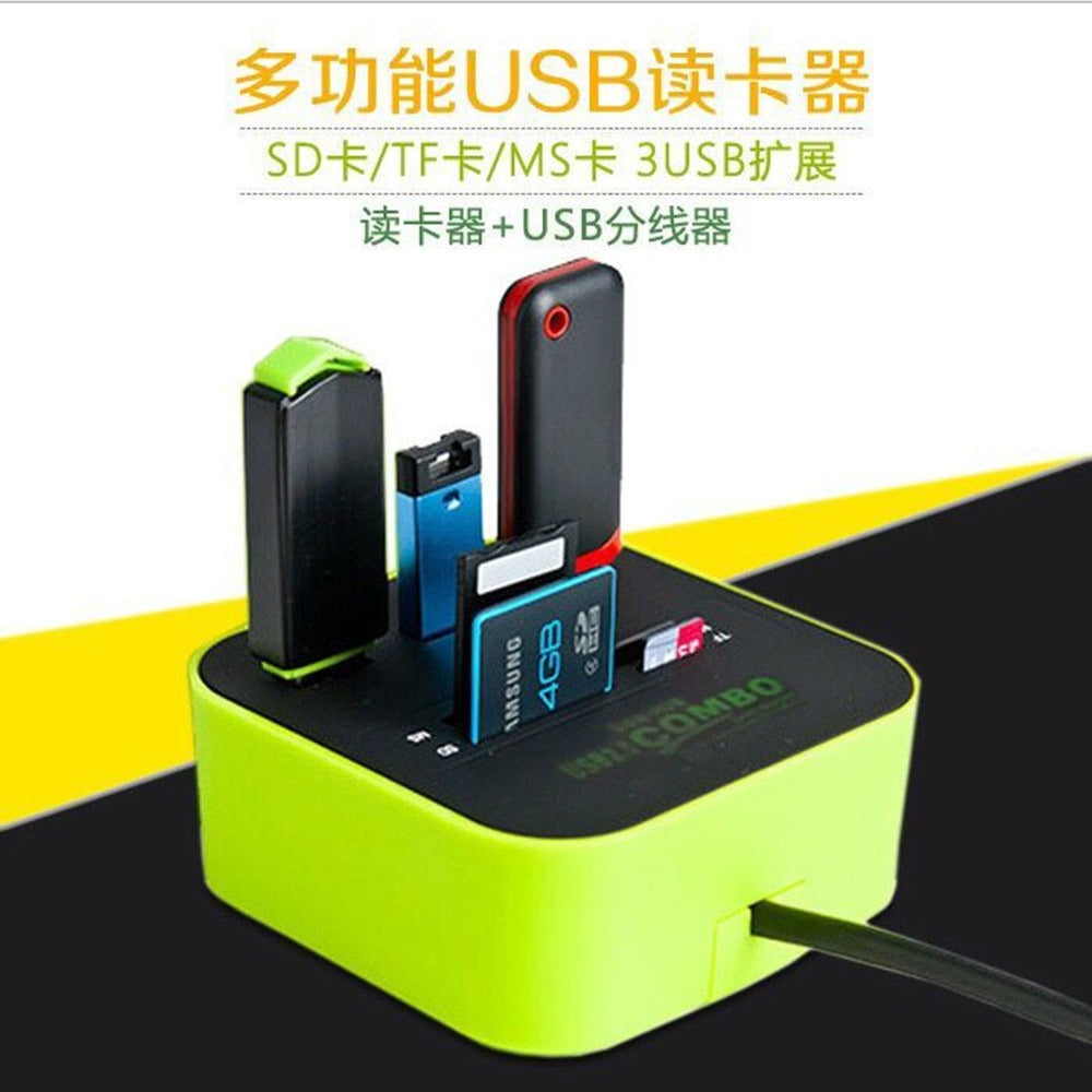 USB HUB Combo All In One USB 2.0 Micro SD High Speed Card Reader 3 Ports Adapter Connector For Tablet PC Computer Laptop