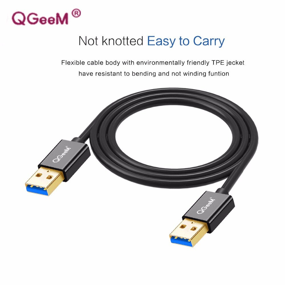 QGeeM USB 3.0 cable Super Speed USB 3.0 A Male to Male USB Extension Cable for Radiator Hard Disk USB 3.0 Data Cable Extender