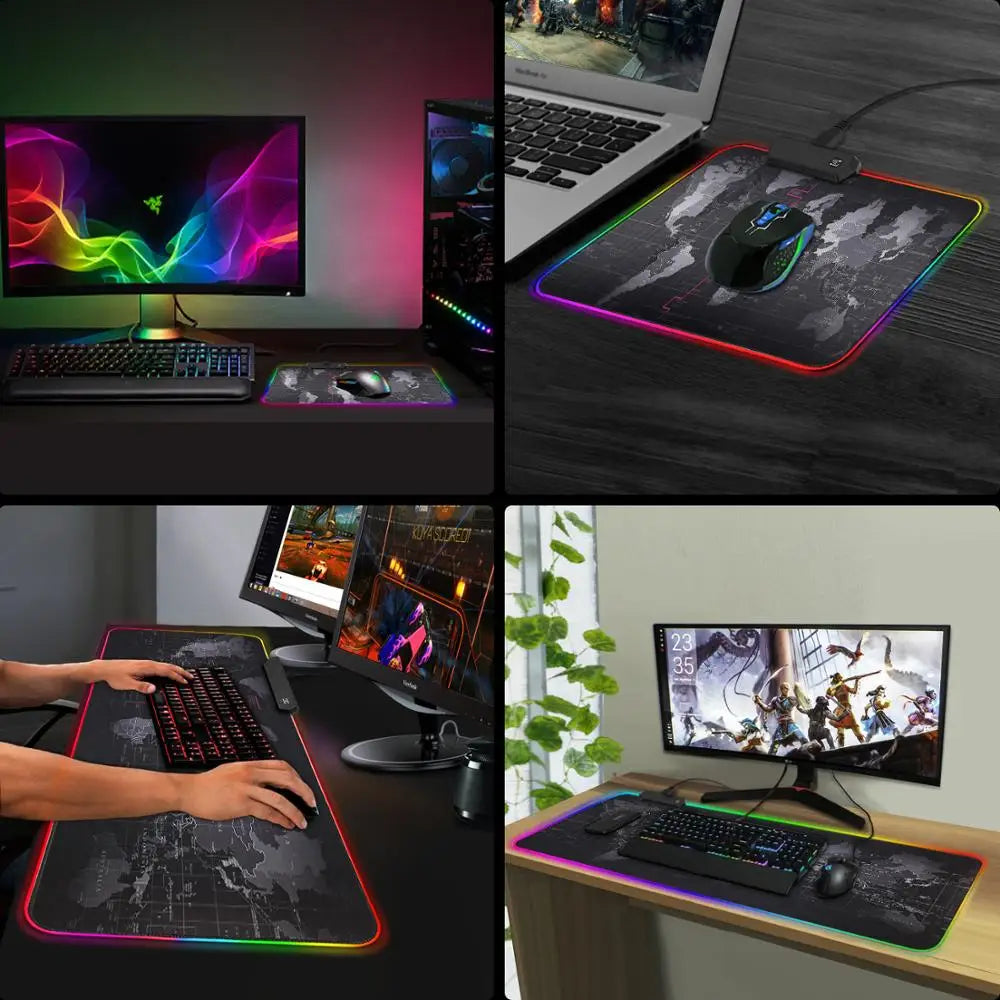 Gaming Mouse Pad Computer Mousepad Large Mouse Pad Gamer RGB World Map Big Mouse Carpet PC Desk RGB Mat