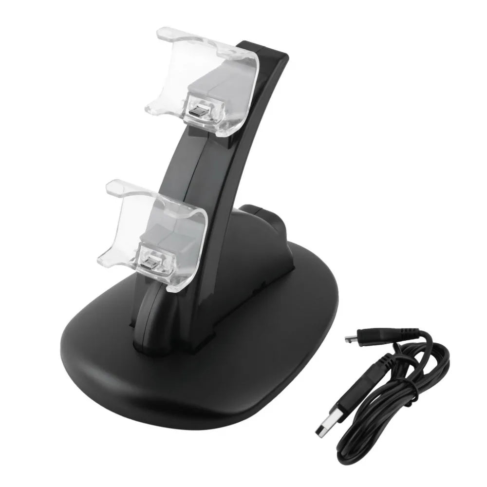 LED Dual USB Charging Charger Dock Stand Cradle Docking Station for Sony Playstation 4 PS4 Game Gaming Console Controller